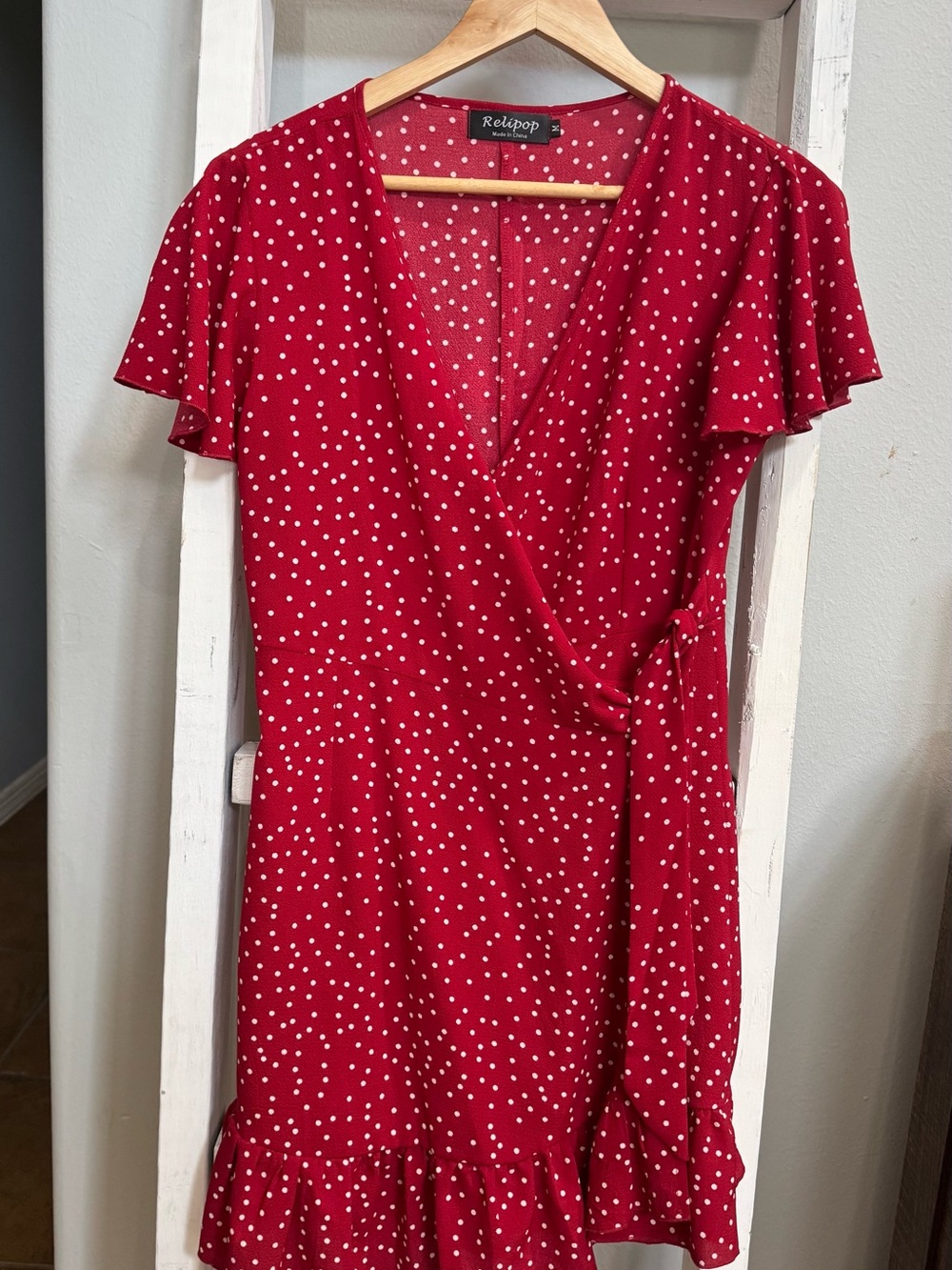 Red Polka Dot Wrap Dress